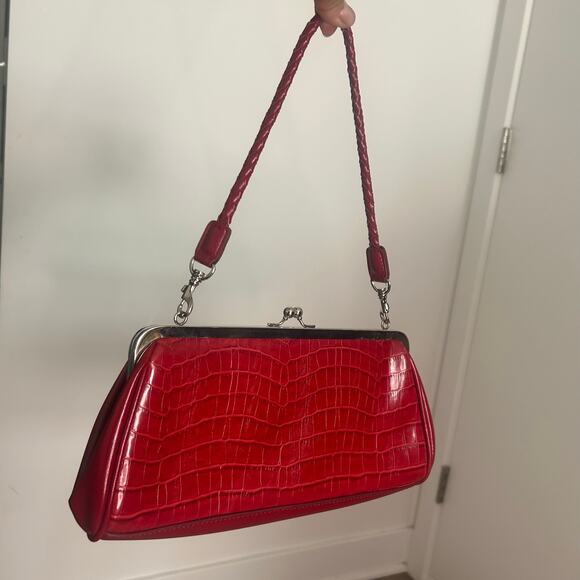 Brighton Red Crocodile Embossed Faux Leather Mini Bag - Picture 6 of 6